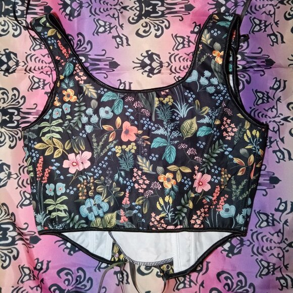 Black Bright Floral Corset - Picture 6 of 7
